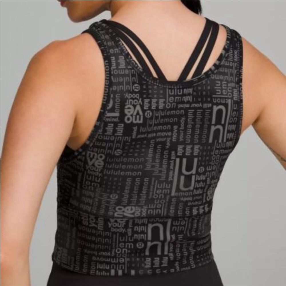 🆕 NWT Lululemon Power Pivot Everlux Tank Top *Motif Black & Grey - Size 4